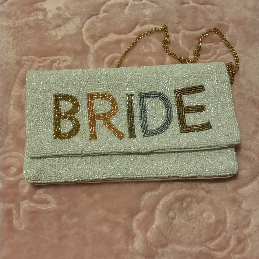 Beaded Bride Clutch with Chain